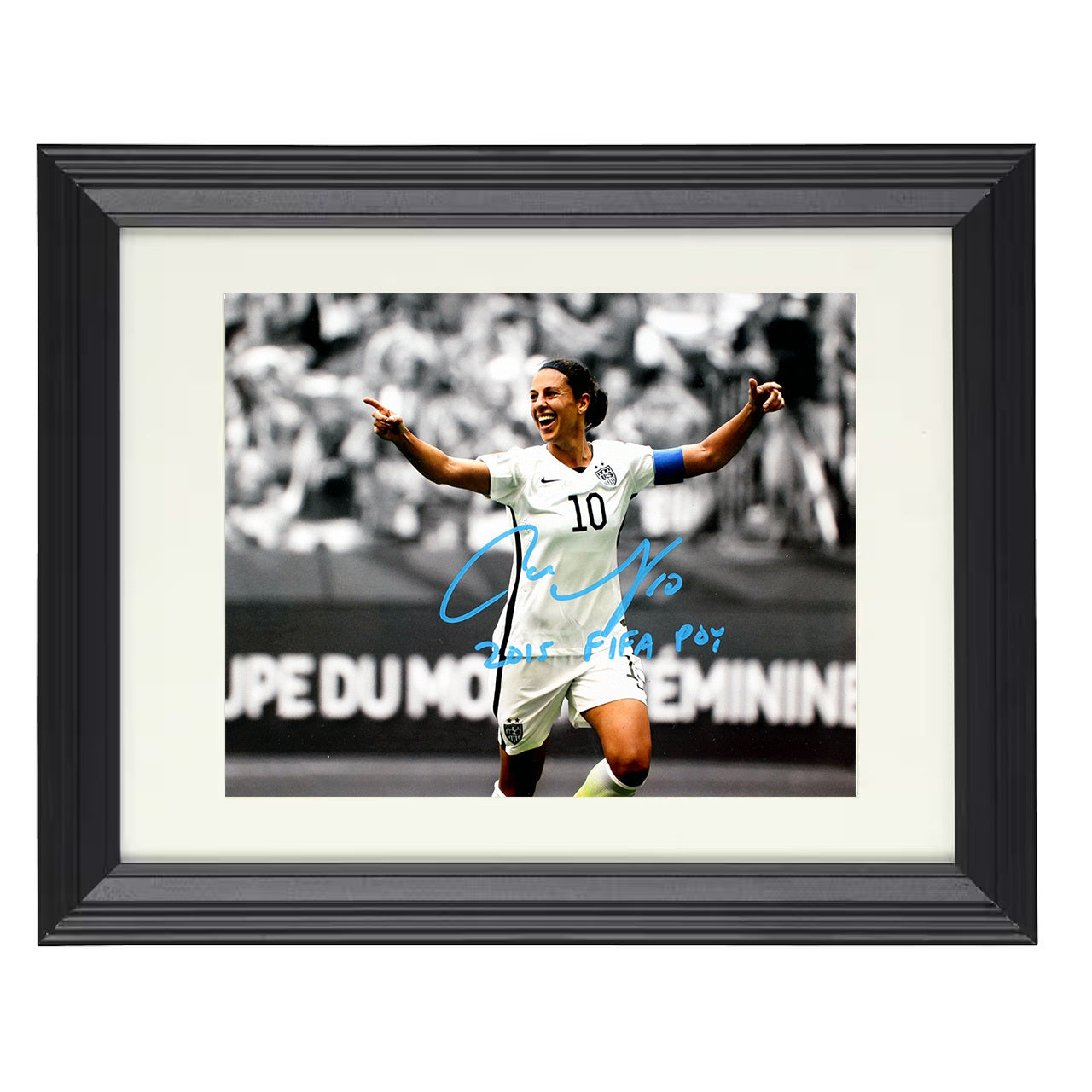 Carli Lloyd – USA World Cup Celebration Champion Moment 8x10 matted black framed soccer wall art