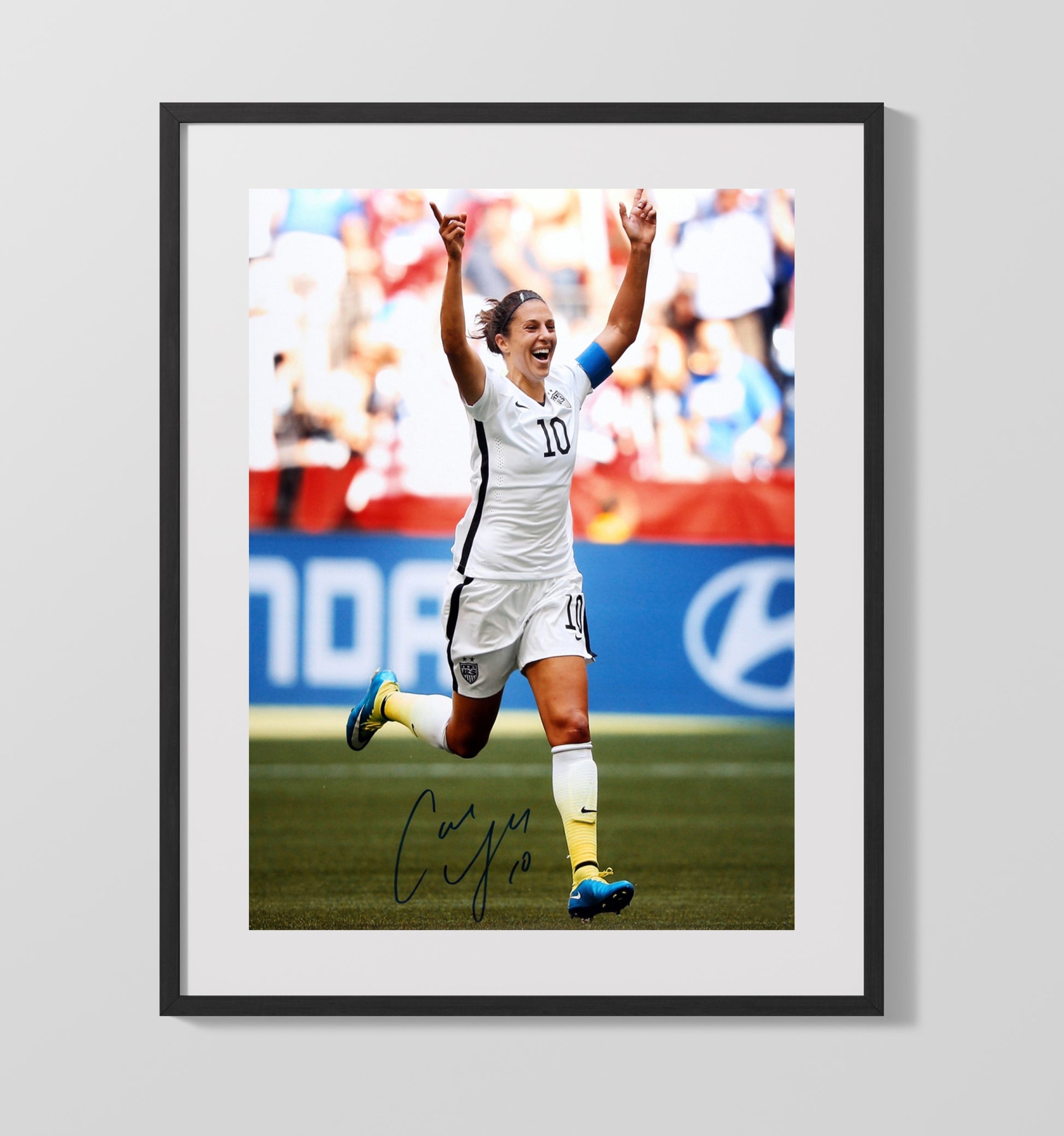 Carli Lloyd USA World Cup Celebration Run 2015 Soccer Print 16x20 Gallery Frame soccer wall art print – Soccer Prints decor