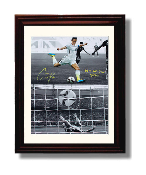 Carli Lloyd USA World Cup Final Goal Strike 2015 Soccer Print 8x10 Beveled Frame soccer wall art print – Soccer Prints decor