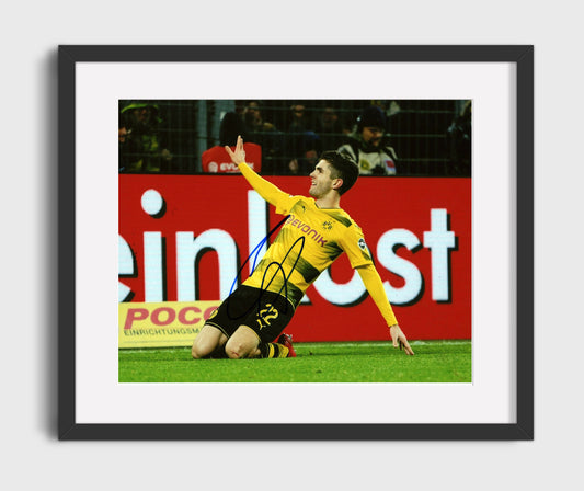 Christian Pulisic Borussia Dortmund Goal Celebration Print Slide Soccer Print 16x20 Gallery Framed Artwork wall art print – soccer decor