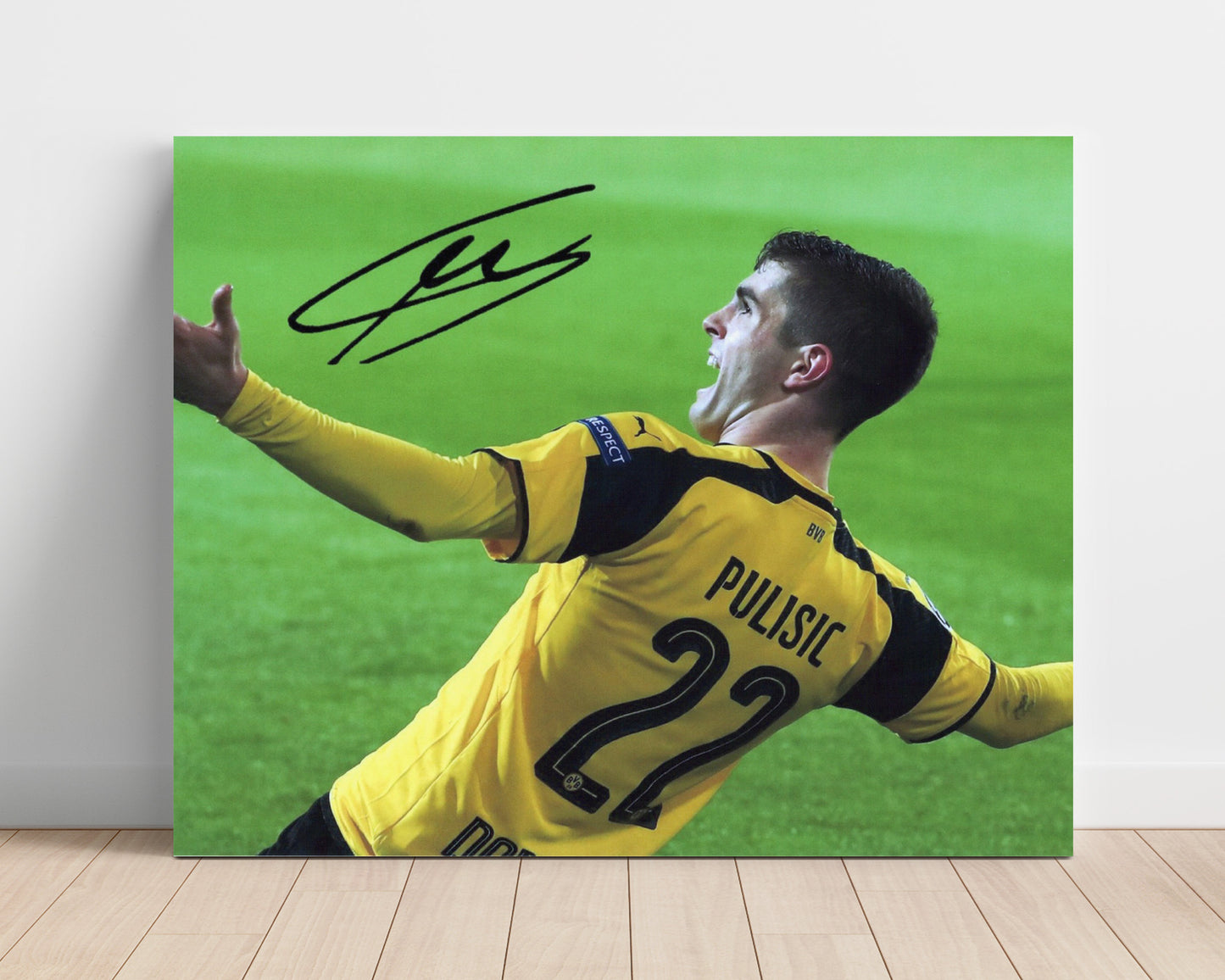 Christian Pulisic Borussia Dortmund Goal Celebration Print Crowd Moment Soccer 16x20 Unframed Print soccer wall art print – Soccer Prints decor