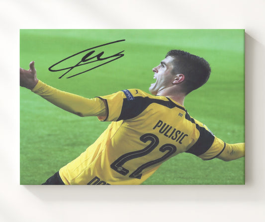 Christian Pulisic Borussia Dortmund Goal Celebration Crowd Moment - Canvas soccer wall art