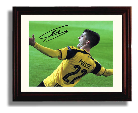 Christian Pulisic Borussia Dortmund Goal Celebration Print Crowd Moment Soccer 8x10 Beveled Frame soccer wall art print – Soccer Prints decor