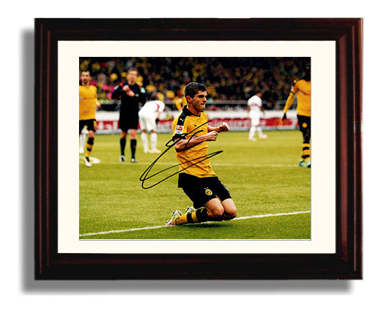 Christian Pulisic Borussia Dortmund Goal Scoring Knee Slide Celebration Soccer 8x10 Beveled Frame soccer wall art print – Soccer Prints decor