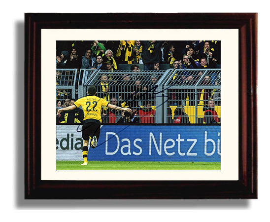 Christian Pulisic Borussia Dortmund Team Celebration Goal Moment Soccer Print 8x10 Beveled Frame soccer wall art print – Soccer Prints decor