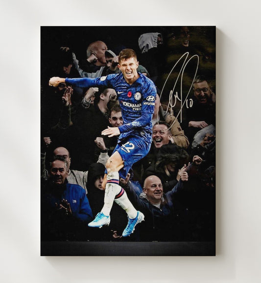 Christian Pulisic Chelsea Goal Celebration Crowd Moment - Canvas soccer wall art