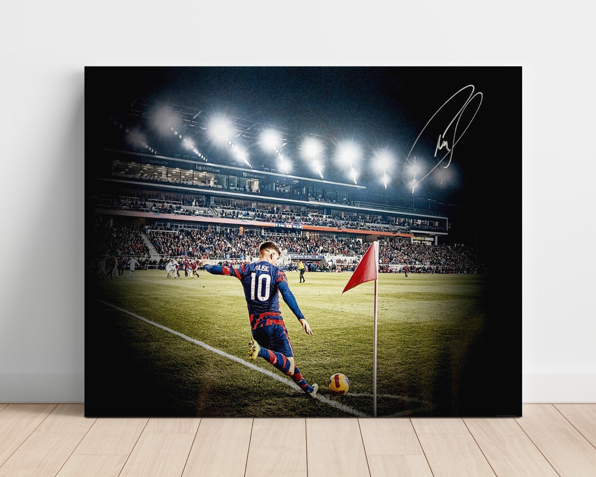 Christian Pulisic USA Corner Kick Strike Soccer Print 16x20 Unframed Print soccer wall art print – Soccer Prints decor