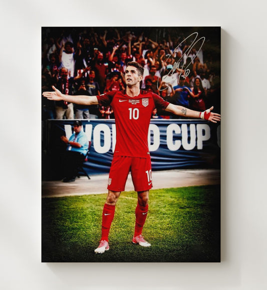 Christian Pulisic USA Captain America Goal Celebration - Canvas soccer wall art