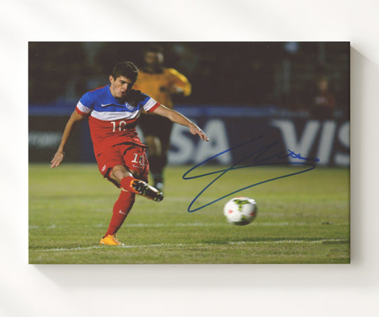 Christian Pulisic USA National Team Powerful Shot Match Action - Canvas soccer wall art