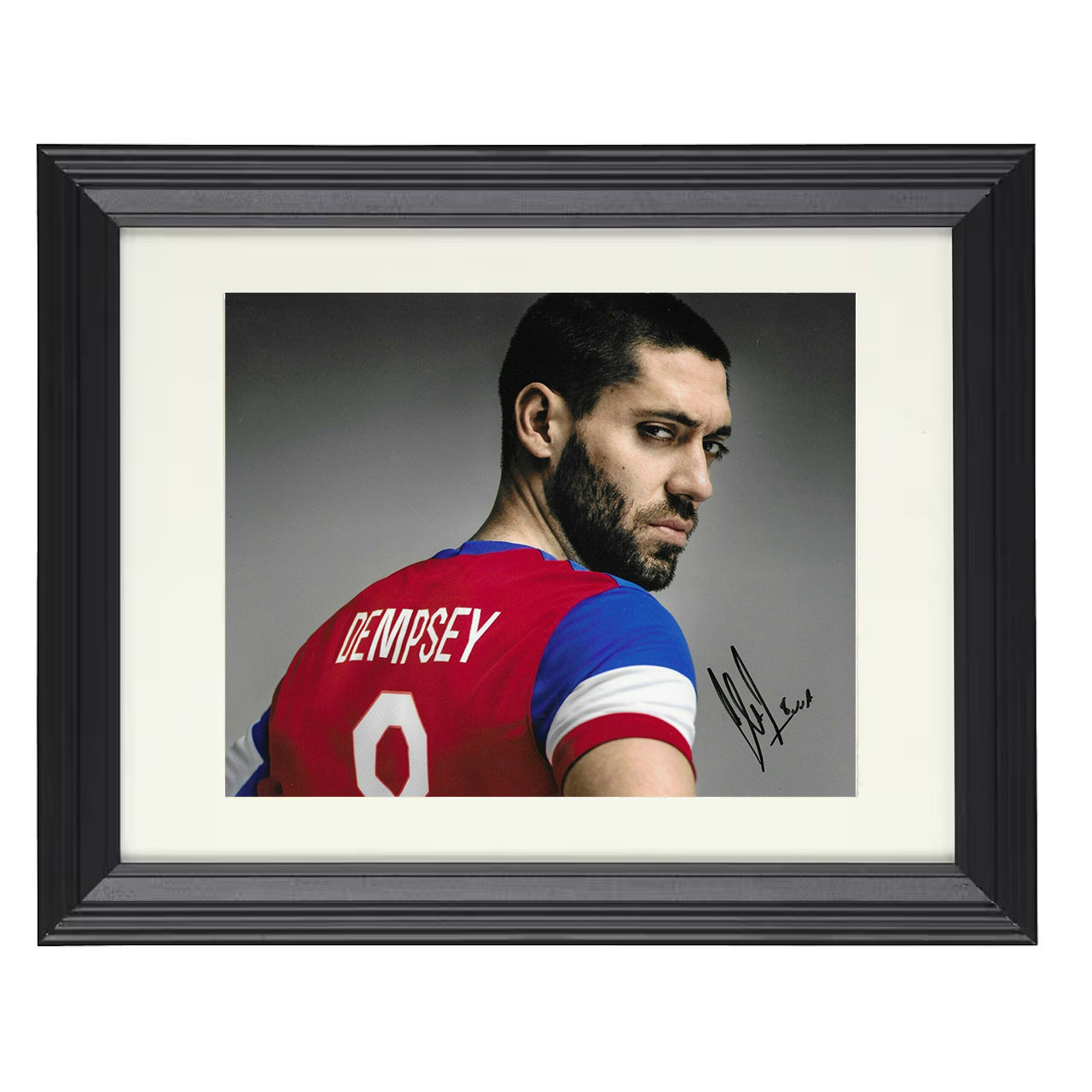 Clint Dempsey – USA Captain Image Turn 8x10 matted black framed soccer wall art