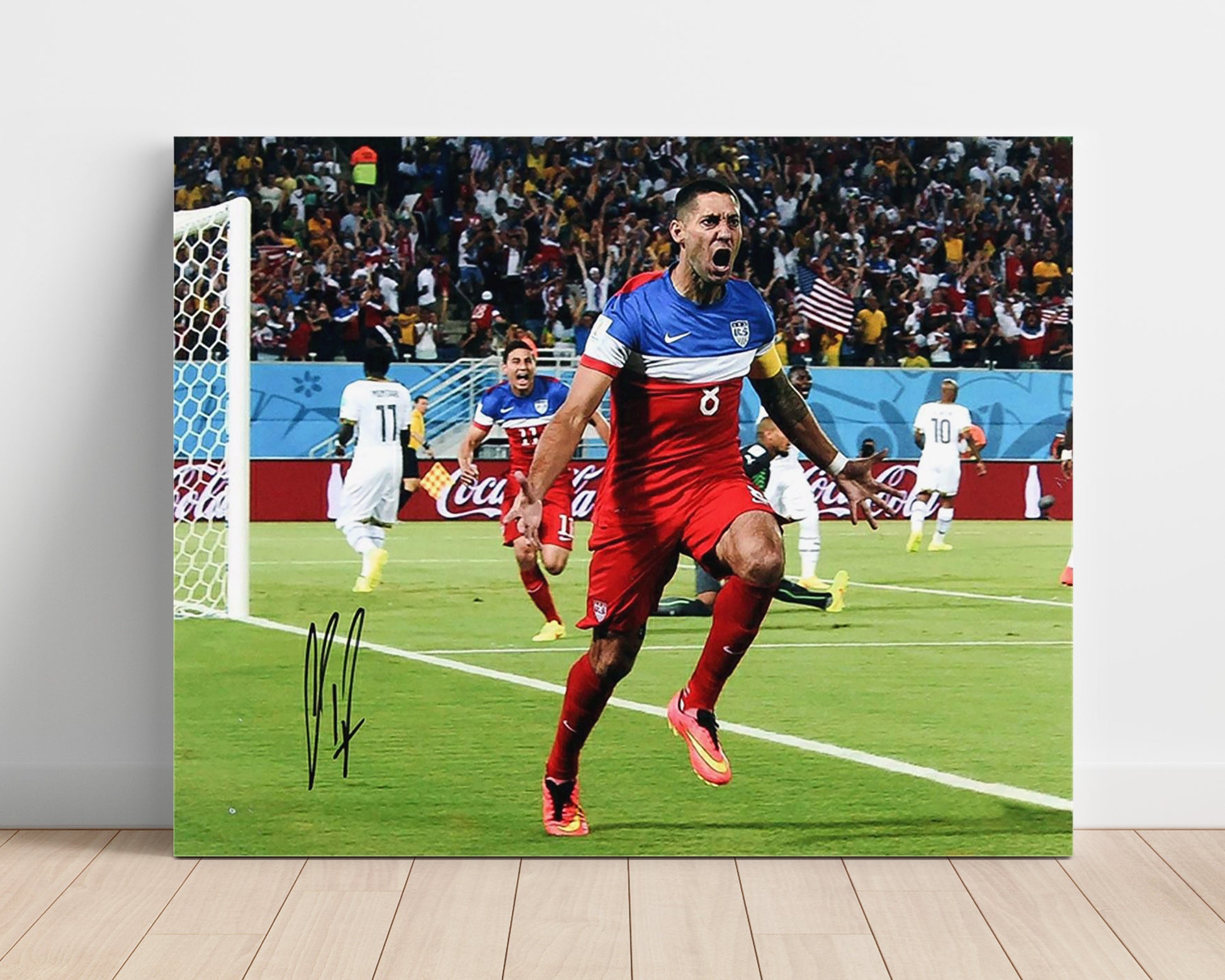 Clint Dempsey USA World Cup Goal Celebration Print USMNT Icon Soccer Print 16x20 Unframed Print soccer wall art print – Soccer Prints decor