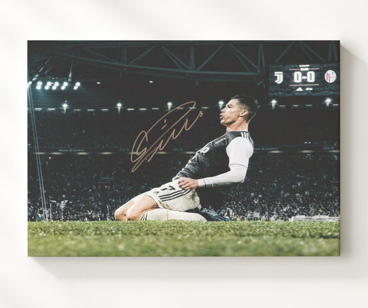 Cristiano Ronaldo Juventus Goal Celebration Stadium Moment - Canvas soccer wall art