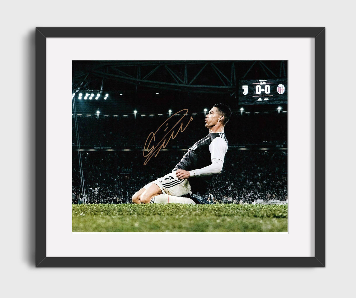 Cristiano Ronaldo Juventus Goal Celebration Print Stadium Moment Soccer Print 16x20 Gallery Frame soccer wall art print – Soccer Prints decor