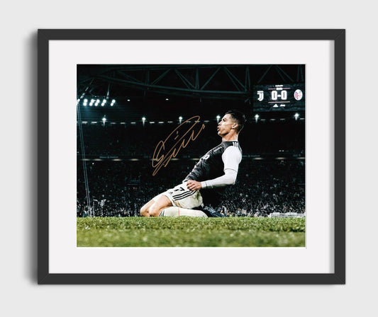 Cristiano Ronaldo Juventus Goal Celebration Print Stadium Moment Soccer Print 16x20 Gallery Framed Artwork wall art print – soccer decor
