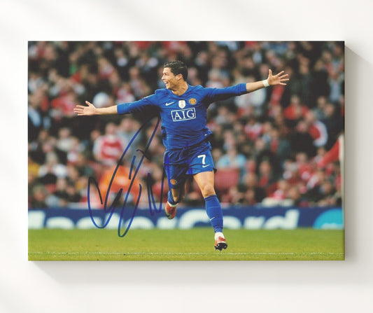 Cristiano Ronaldo Manchester United Arms Wide Goal Celebration - Canvas soccer wall art