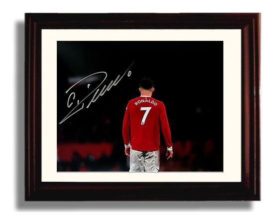 Cristiano Ronaldo Manchester United Number 7 Walk Away Soccer Print 8x10 Beveled Frame soccer wall art print – Soccer Prints decor