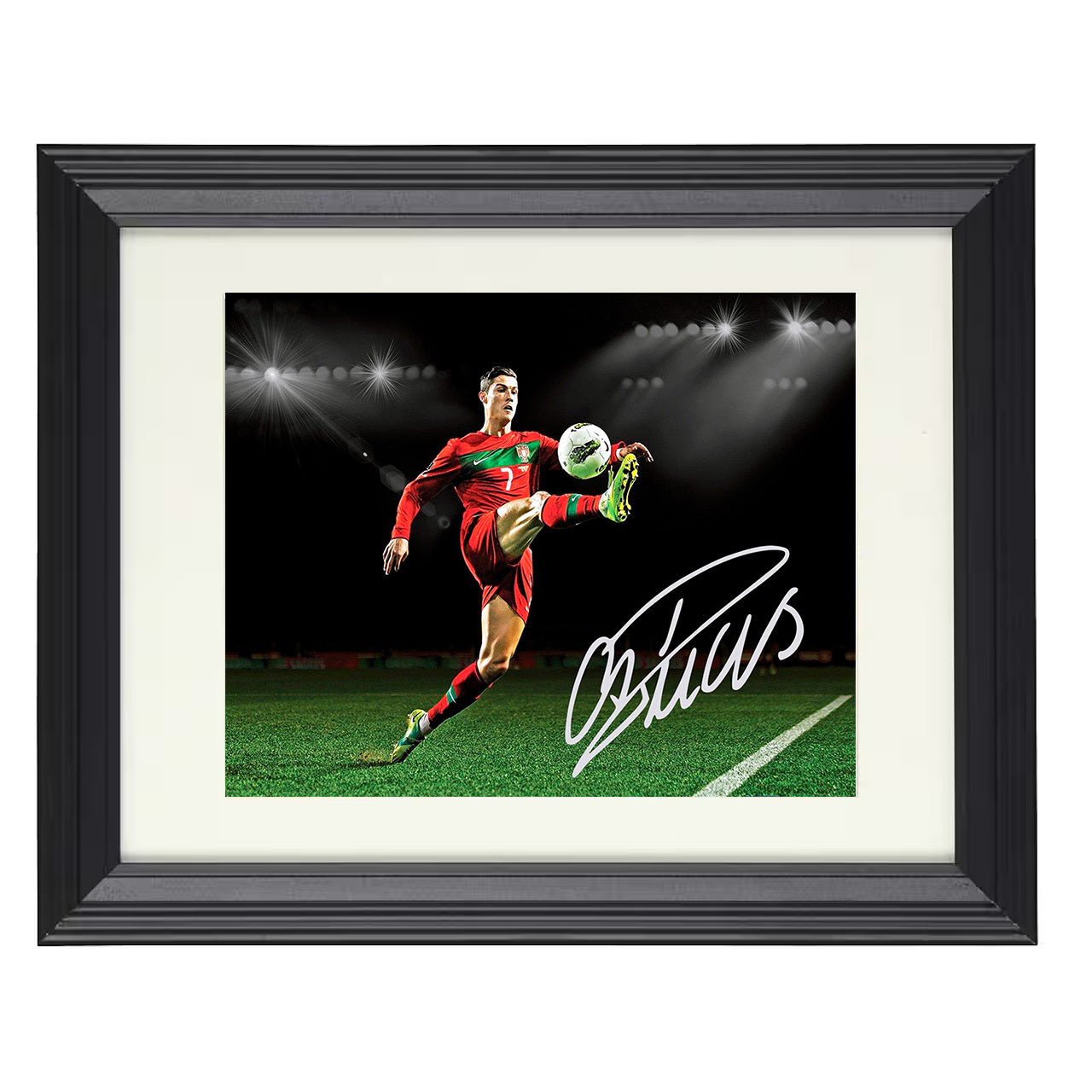 Cristiano Ronaldo – Portugal Night Volley Control 8x10 matted black framed soccer wall art