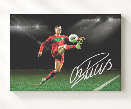 Cristiano Ronaldo Portugal Night Volley Control - Canvas soccer wall art
