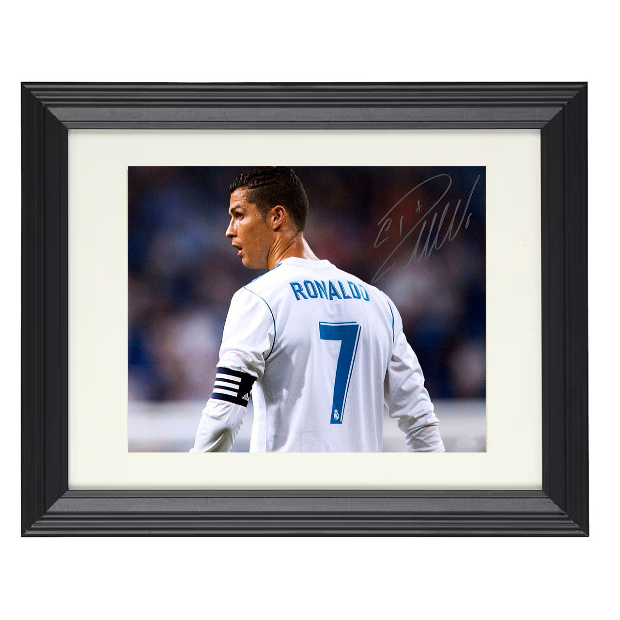 Cristiano Ronaldo – Real Madrid Captain Focus Image 8x10 matted black framed soccer wall art
