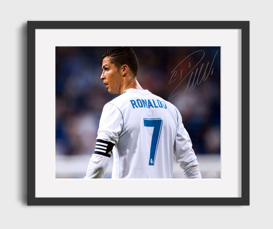 Cristiano Ronaldo Real Madrid Captain Focus Soccer Print 16x20 Gallery Framed Artwork wall art print – soccer decor