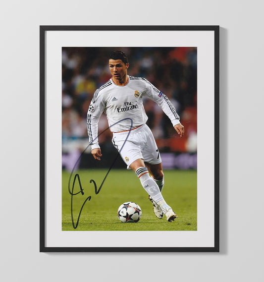 Cristiano Ronaldo Real Madrid Champions League Goal Machine Dribble Soccer Wall 16x20 Gallery Framed Artwork wall art print – soccer decor