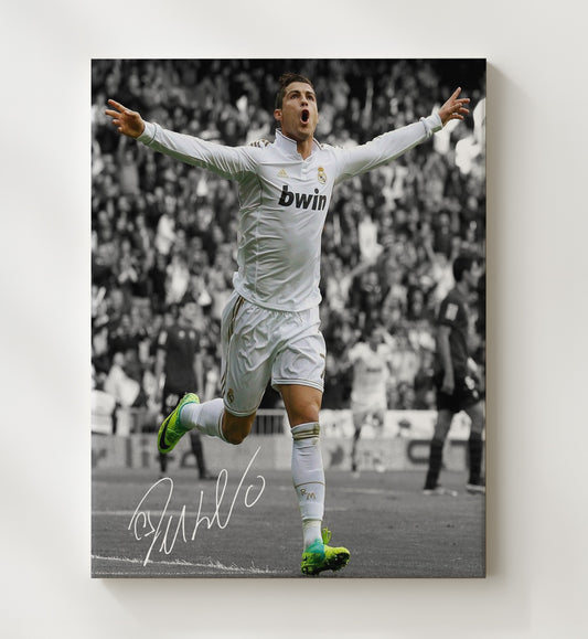 Cristiano Ronaldo Real Madrid Goal Celebration - Canvas soccer wall art