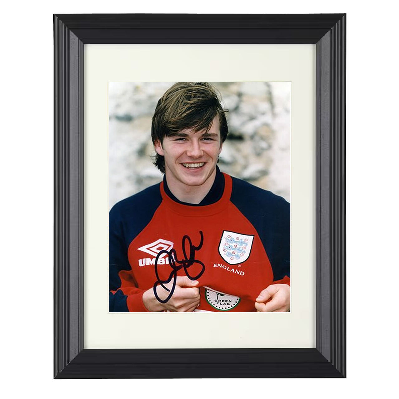 David Beckham – England Young Star Image Classic Era 8x10 matted black framed soccer wall art