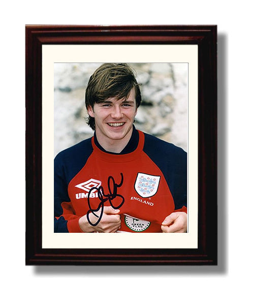 David Beckham England Young Star Classic Era Soccer Print 8x10 Beveled Frame soccer wall art print – Soccer Prints decor