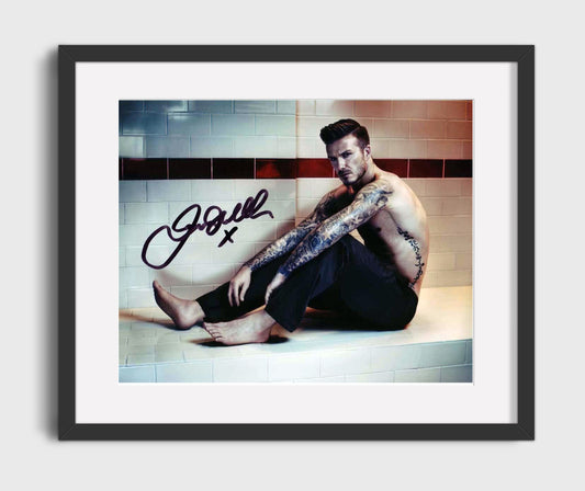 David Beckham Iconic Tattoo Athlete Style Photo Soccer Print 16x20 Gallery Framed Artwork wall art print – soccer decor