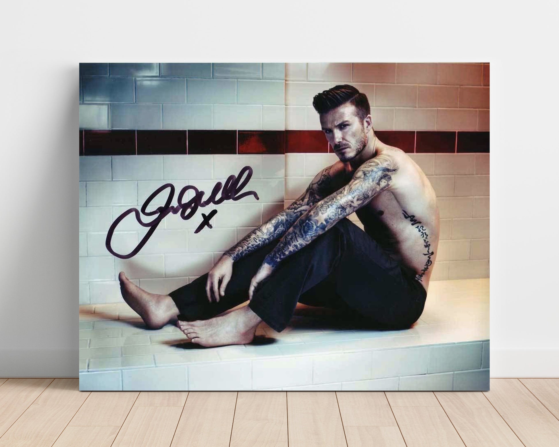 David Beckham Iconic Tattoo Athlete Style Photo Soccer Print 16x20 Unframed Print soccer wall art print – Soccer Prints decor