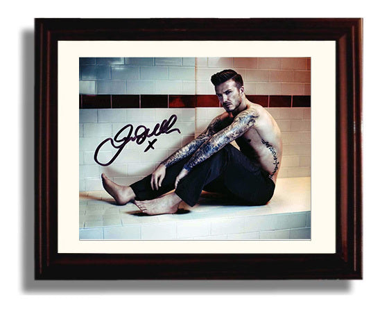 David Beckham Iconic Tattoo Athlete Style Photo Soccer Print 8x10 Beveled Frame soccer wall art print – Soccer Prints decor