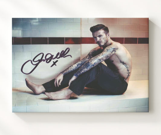 David Beckham Iconic Tattoo Athlete Style Photo - Canvas soccer wall art