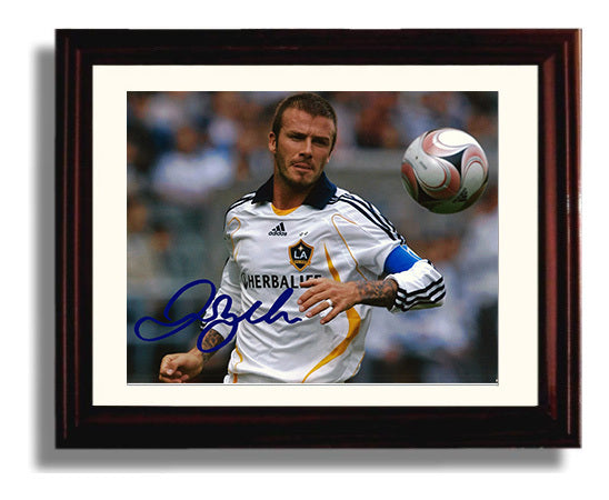 David Beckham LA Galaxy Midfield Control MLS Era Match Action Soccer Print 8x10 Beveled Frame soccer wall art print – Soccer Prints decor