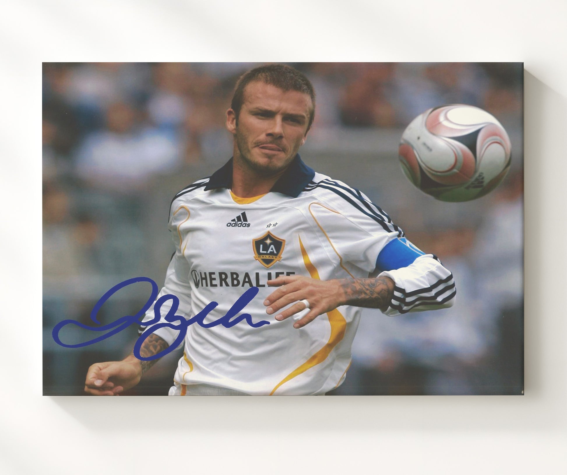 David Beckham LA Galaxy Midfield Control MLS Era Match Action Soccer Print 20x24 Canvas soccer wall art print – Soccer Prints decor
