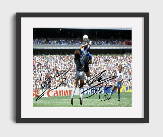 Diego Maradona Argentina Hand of God Goal 1986 World Cup Iconic Moment Soccer 16x20 Gallery Framed Artwork wall art print – soccer decor