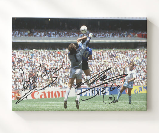 Diego Maradona Argentina Hand of God Goal 1986 World Cup Iconic Moment - Canvas soccer wall art