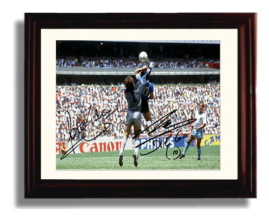 Diego Maradona Argentina Hand of God Goal 1986 World Cup Iconic Moment Soccer 8x10 Beveled Frame soccer wall art print – Soccer Prints decor