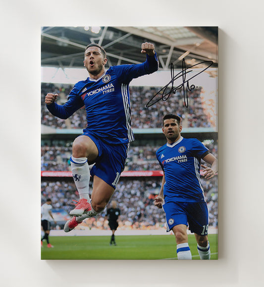 Eden Hazard Chelsea Celebration Leap Goal Moment - Canvas soccer wall art