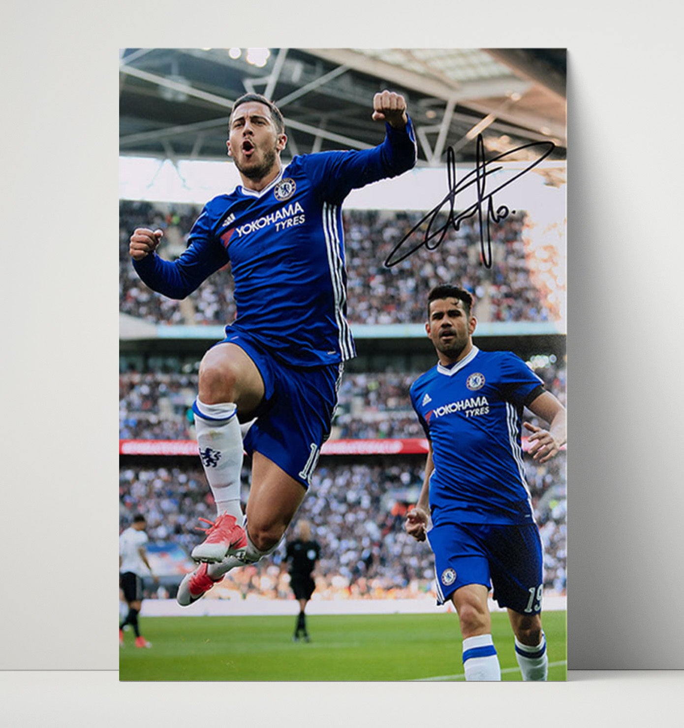 Eden Hazard Chelsea Celebration Leap Goal Moment Soccer Print 16x20 Unframed Print soccer wall art print – Soccer Prints decor