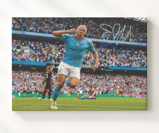 Erling Haaland Manchester City Etihad Roar Goal Celebration - Canvas soccer wall art