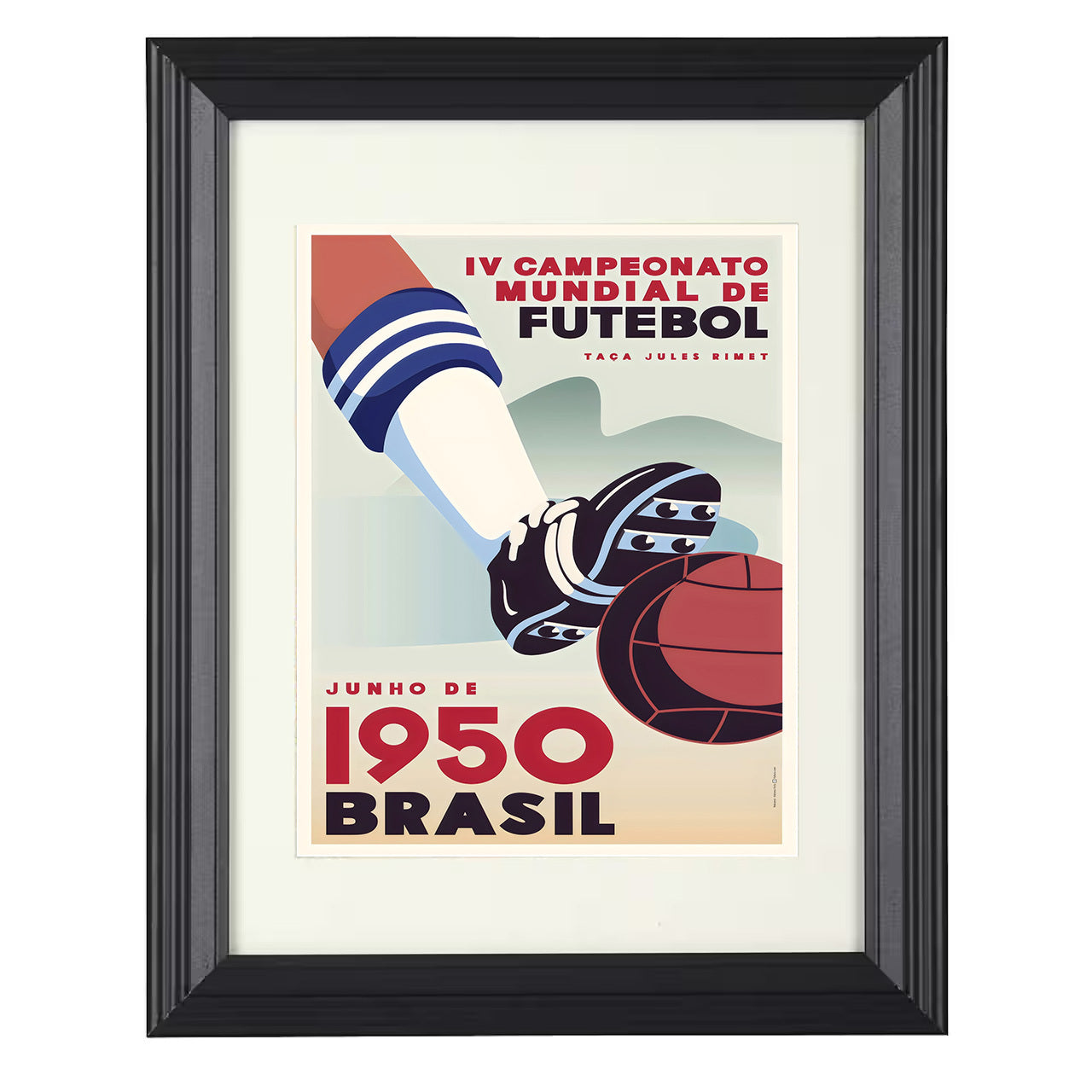 FIFA World Cup Artwork – Brazil 1950 Jules Rimet 8x10 matted black framed soccer wall art