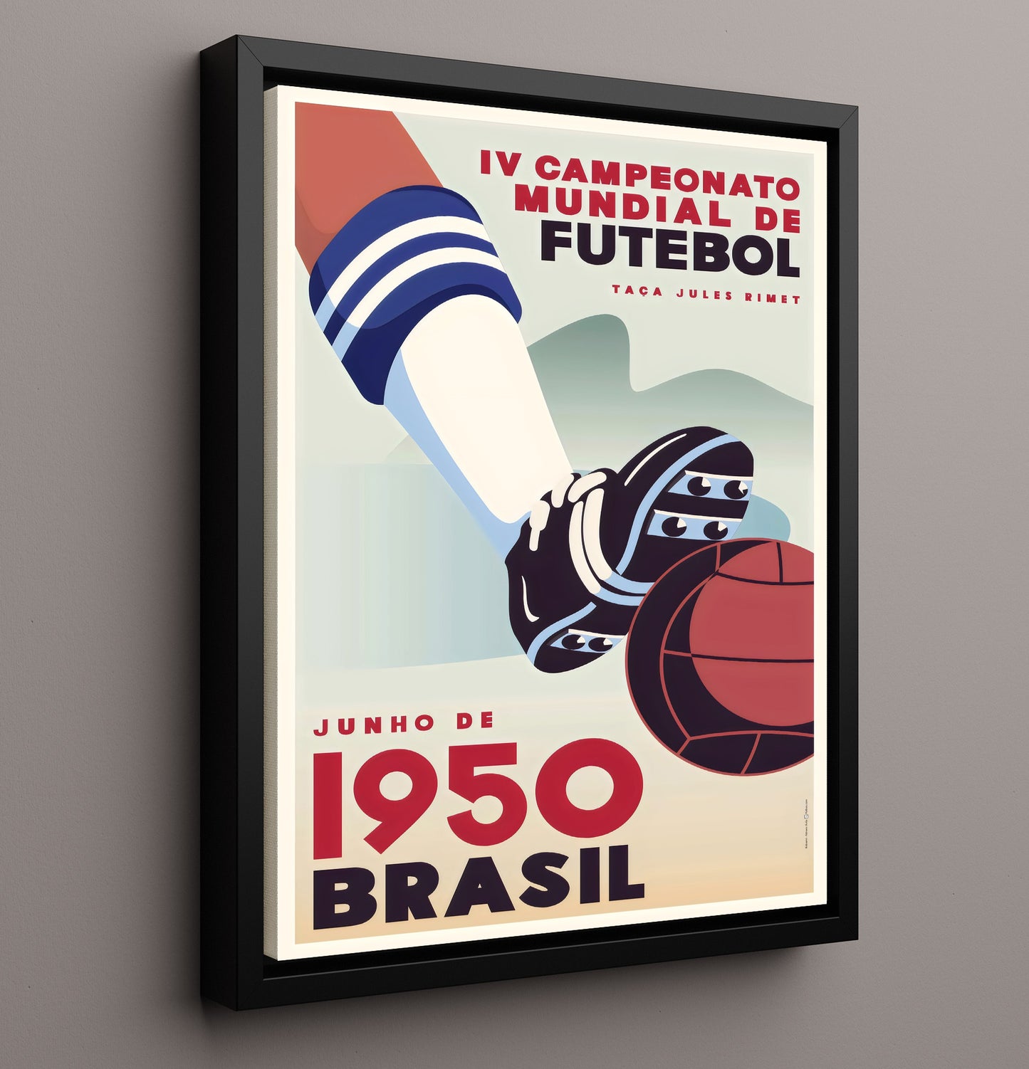 FIFA World Cup Poster Brazil 1950 Jules Rimet Tournament Artwork Soccer Print 16x20 Framed Canvas soccer wall art print – Soccer Prints decor