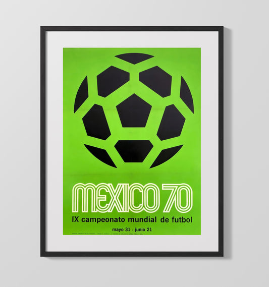 FIFA World Cup Poster Mexico 1970 Official Emblem Green Edition Soccer Print 16x20 Gallery Framed Artwork wall art print – soccer decor