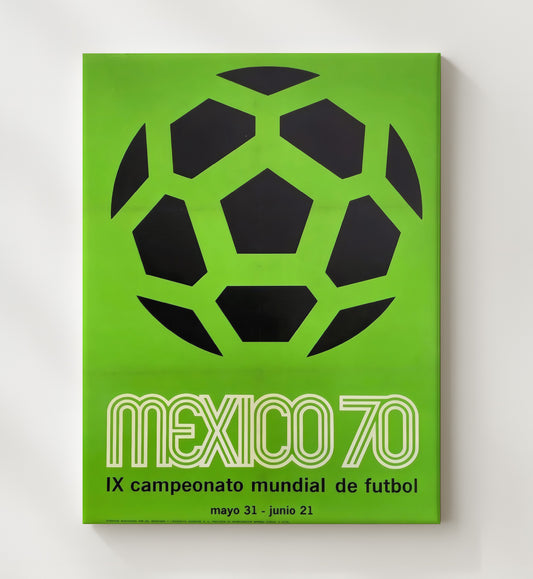 FIFA World Cup Poster Mexico 1970 Official Emblem Green Edition - Canvas soccer wall art