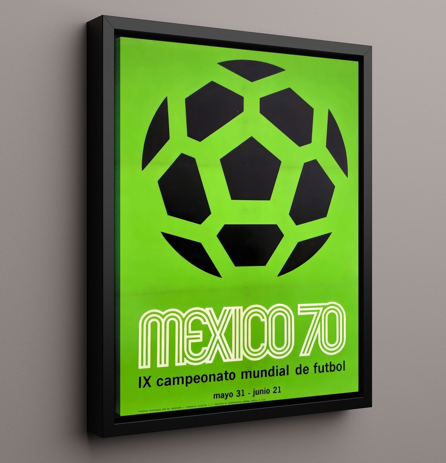 FIFA World Cup Poster Mexico 1970 Official Emblem Green Edition Soccer Print 16x20 Framed Canvas soccer wall art print – Soccer Prints decor