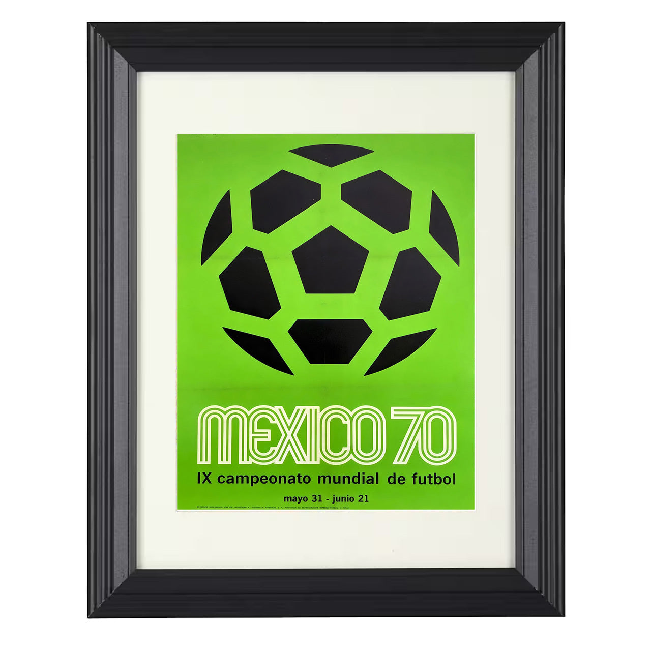 FIFA World Cup Artwork – Mexico 1970 Green Emblem 8x10 matted black framed soccer wall art