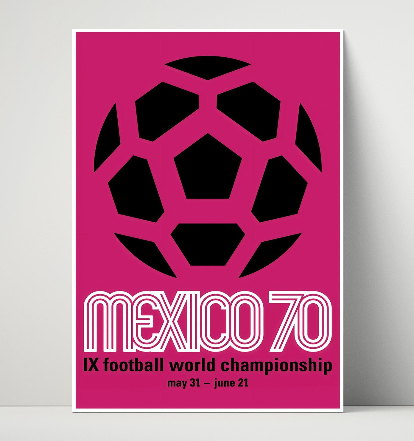 FIFA World Cup Poster Mexico 1970 Pink Graphic Emblem Edition Soccer Print 16x20 Unframed Print soccer wall art print – Soccer Prints decor