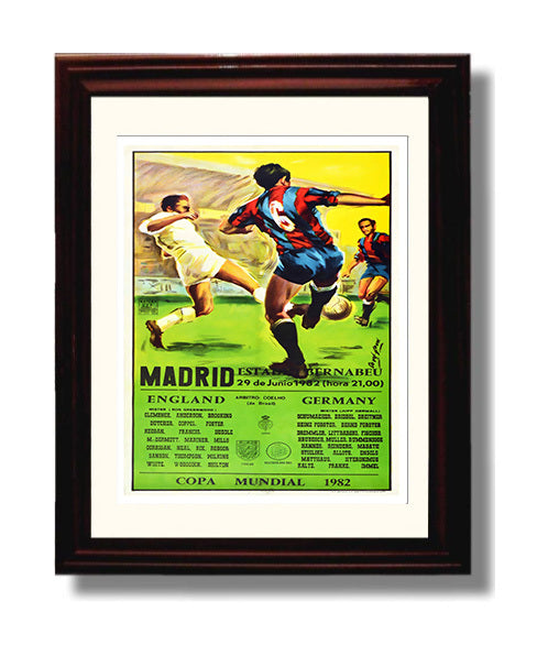 FIFA World Cup Poster Spain 1982 Madrid England vs Germany Match Artwork Soccer 8x10 Beveled Frame soccer wall art print – Soccer Prints decor