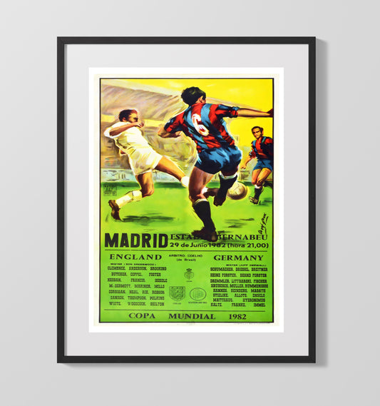 FIFA World Cup Poster Spain 1982 Madrid England vs Germany Match Artwork Soccer 16x20 Gallery Framed Artwork wall art print – soccer decor