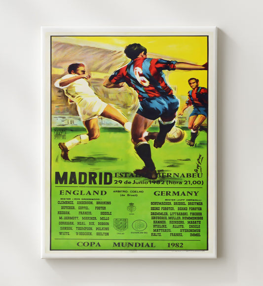 FIFA World Cup Poster Spain 1982 Madrid England vs Germany Match Artwork - Canvas soccer wall art